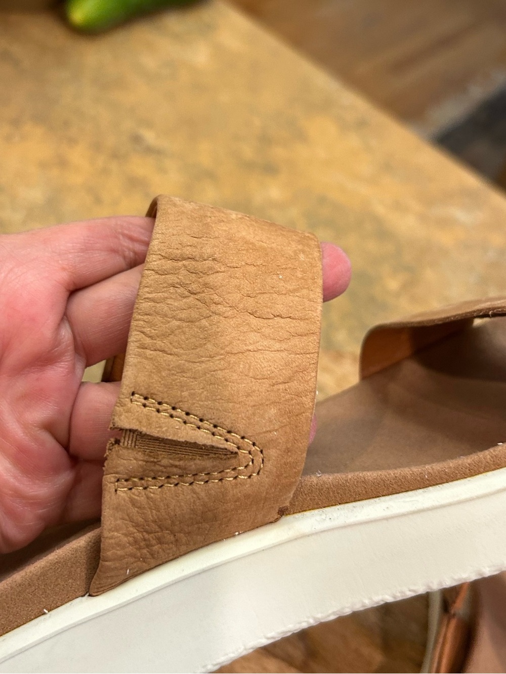 Ecco Flowt Tan Leather Slide Sandals - Picture 6 of 9
